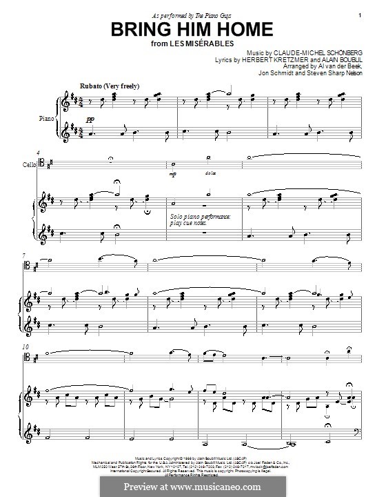 Bring Him Home: Para Piano by Claude-Michel Schönberg