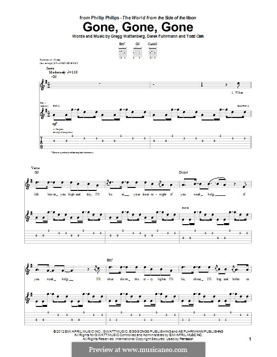 Gone, Gone, Gone: Para guitarra com guia by Gregg Wattenberg, Derek Fuhrmann
