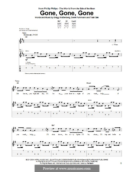 Gone, Gone, Gone: Para guitarra com guia by Gregg Wattenberg, Derek Fuhrmann