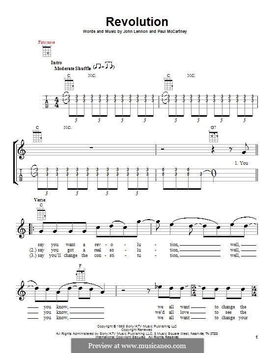 Revolution (The Beatles): para ukulele by John Lennon, Paul McCartney