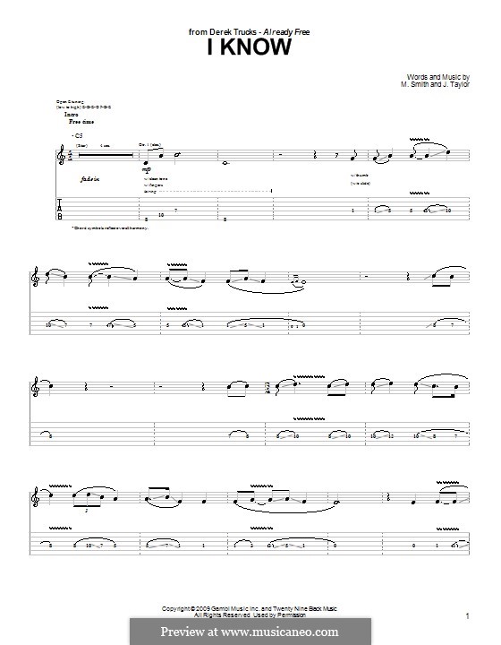 I Know (Derek Trucks): Para guitarra com guia by James Taylor