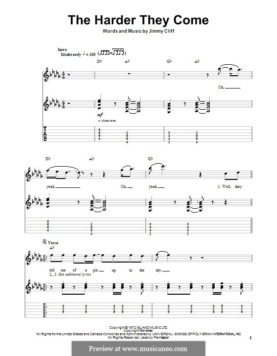The Harder They Come: Para guitarra com guia by Jimmy Cliff