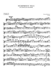 Symphony No.5 in B Flat Major, D.485: violino parte I by Franz Schubert