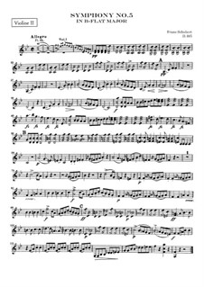 Symphony No.5 in B Flat Major, D.485: violino parte II by Franz Schubert