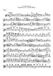 Symphony No.5 in B Flat Major, D.485: parte flauta by Franz Schubert