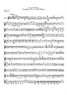 Symphony No.5 in B Flat Major, D.485: parte trompa by Franz Schubert