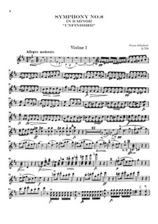 Symphony No.8 in B Minor 'Unfinished', D.759: violino parte I by Franz Schubert