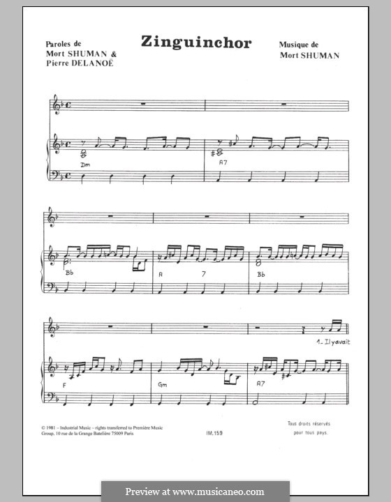 Zinguinchor: Para vocais e piano by Mort Shuman