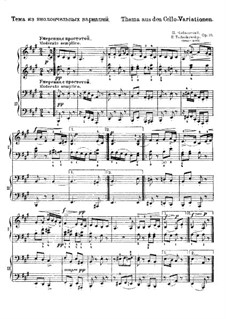 Variations on a Rococo Theme, TH 57 Op.33: Theme from cellos part. Version for piano forut hands by Pyotr Tchaikovsky