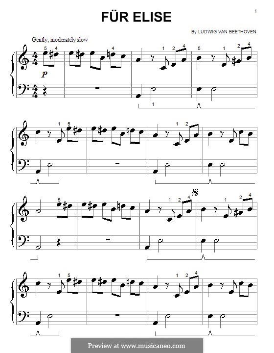For Elise, for Piano, WoO 59: para um único musico (Editado por H. Bulow) by Ludwig van Beethoven
