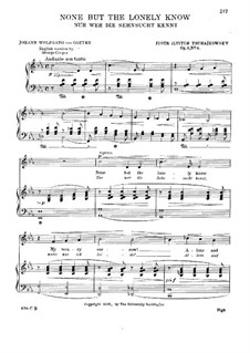 Six Romances, TH 93 Op.6: No.6 None but the Lonely Know (english and german texts) by Pyotr Tchaikovsky