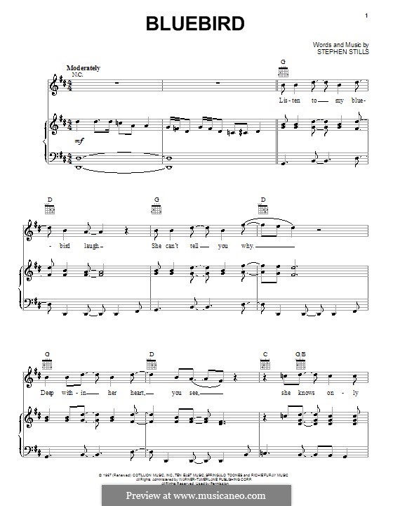 Bluebird (Buffalo Springfield): Para vocais e piano (ou Guitarra) by Stephen Stills