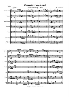 Concerto Grosso in D Minor 'after Corelli Op.5 No.7': Score and parts by Francesco Geminiani