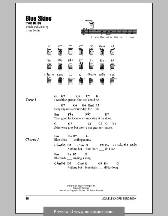 Blue Skies: para ukulele by Irving Berlin