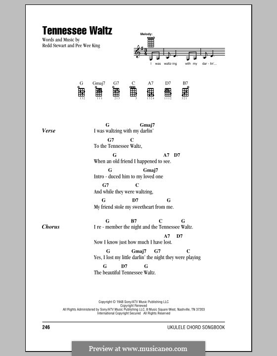 Tennessee Waltz (Patty Page): para ukulele by Pee Wee King, Redd Stewart