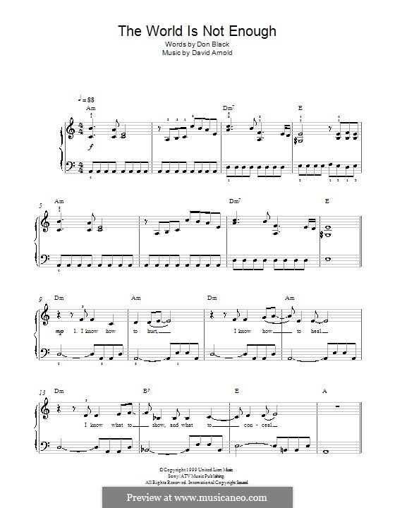 The World Is Not Enough (Garbage): Para Piano by David Arnold