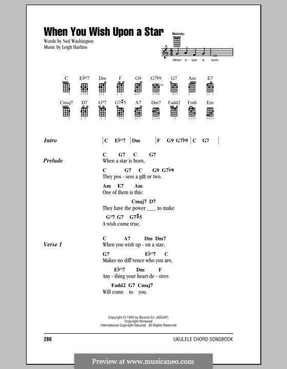When You Wish Upon a Star (from Disney's Pinocchio): para ukulele by Leigh Harline