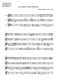 Le chant des oiseaux: para quarteto de clarinete by Clément Janequin