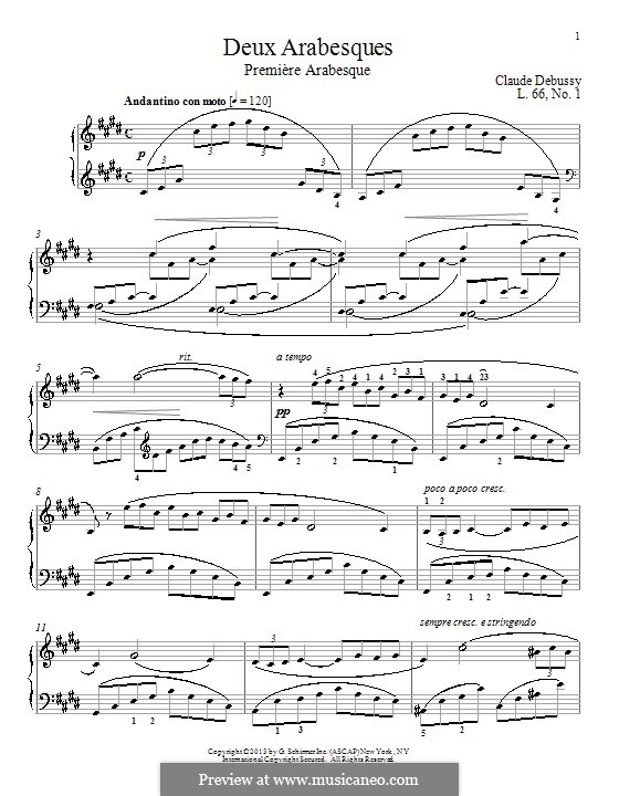 Two Arabesque, L.66 por C. Debussy Partituras on músicaNeo