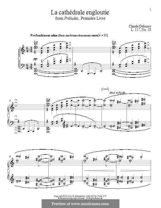 No.10 La cathédrale engloutie: Para Piano by Claude Debussy