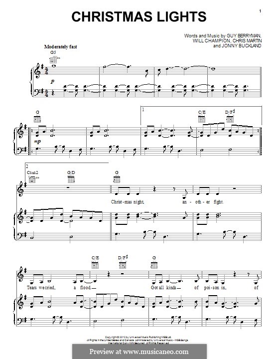 Christmas Lights (Coldplay): Para vocais e piano (ou Guitarra) by Chris Martin, Guy Berryman, Jonny Buckland, Will Champion