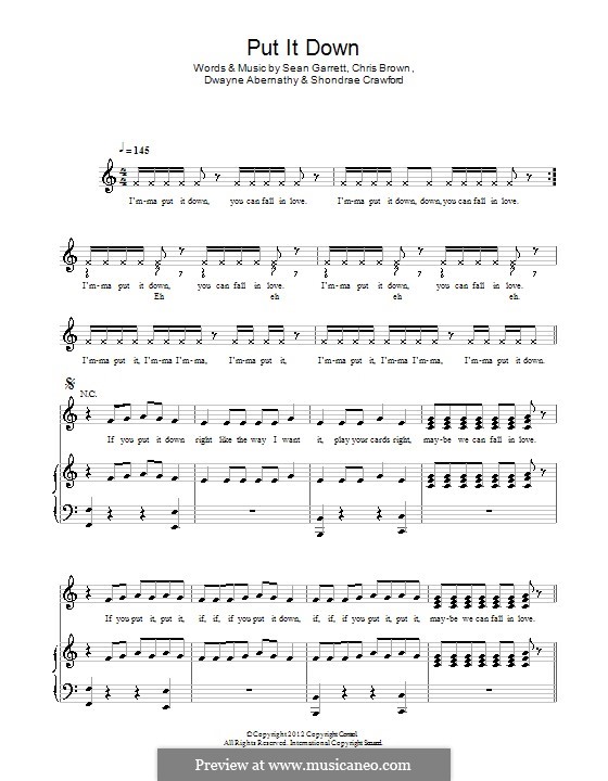 Put It Down (Brandy feat. Chris Brown): Para vocais e piano (ou Guitarra) by Chris Brown, Sean Garrett, Shondrae Crawford, Dwayne Abernathy