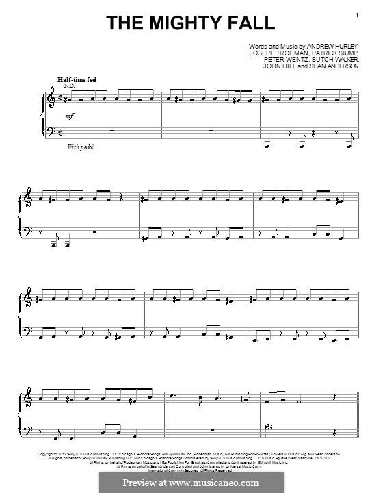 The Mighty Fall (Fall Out Boy): Para vocais e piano (ou Guitarra) by Andrew Hurley, Butch Walker, Joseph Trohman, Patrick Stump, Peter Wentz, Sean Anderson, John Hill
