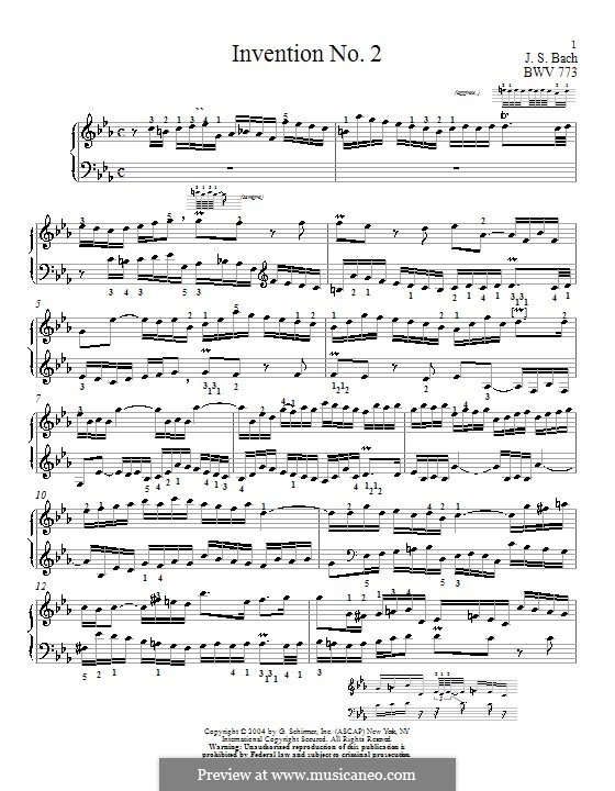 No.2 in C Minor, BWV 773: Para Piano by Johann Sebastian Bach