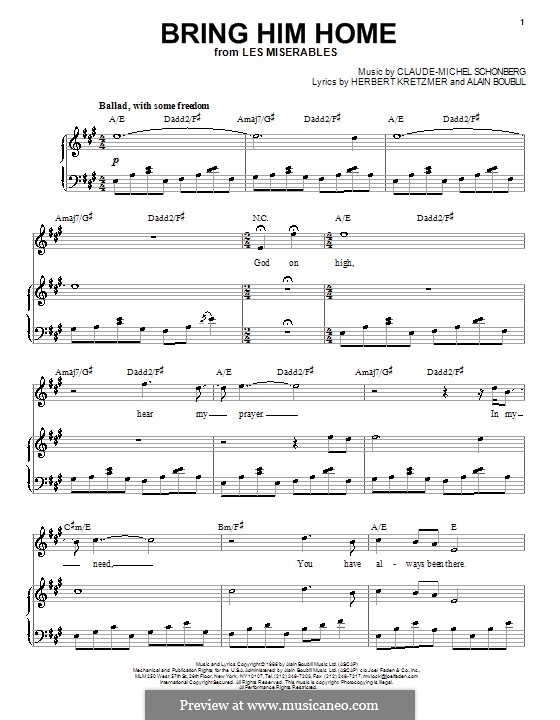Bring Him Home: Para vocais e piano by Claude-Michel Schönberg