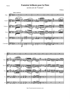 Fantasia Brilliant on Themes from 'Carmen' by Bizet for Flute and Piano: Version for flute and string orchestra by François Borne