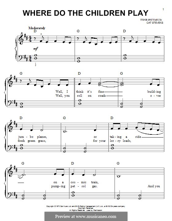 Where Do the Children Play?: Para Piano by Cat Stevens