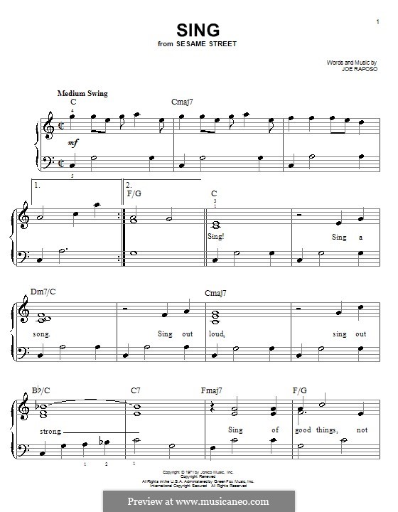 Sing (The Carpenters): Para Piano by Joe Raposo