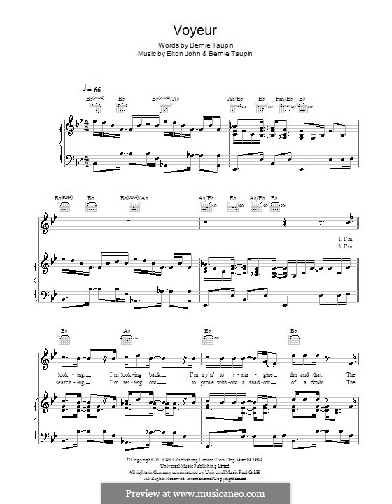 Voyeur: Para vocais e piano (ou Guitarra) by Elton John