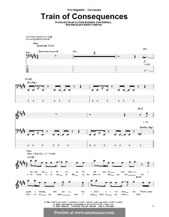 Train of Consequences (Megadeth): para baixo com guia by Dave Ellefson, Dave Mustaine, Martin Friedman, Nick Menza