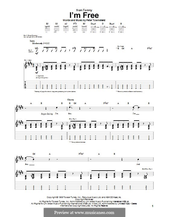 I'm Free (The Who): Para guitarra com guia by Peter Townshend
