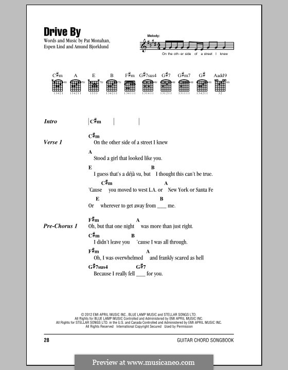 Drive By (Train): Letras e Acordes by Amund Bjorklund, Espen Lind, Patrick Monahan