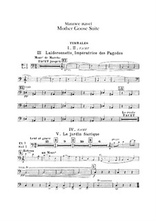 Ma mère l'oye (Mother Goose). Suite, M.60: For orchestra – percussion part by Maurice Ravel