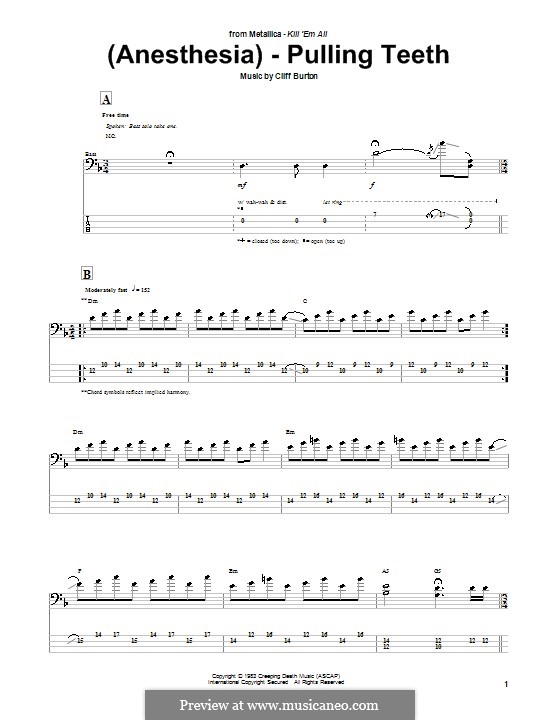 (Anesthesia) Pulling Teeth (Metallica): para baixo com guia by Cliff Burton