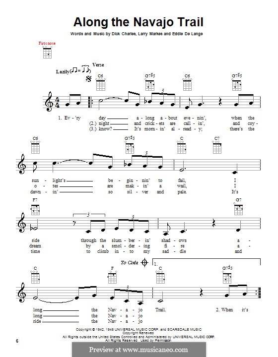 Along the Navajo Trail: para ukulele by Dick Charles, Eddie De Lange, Larry Markes