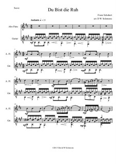 Du bist die Ruh (You are Repose), D.776 Op.59 No.3: For alto flute and guitar by Franz Schubert