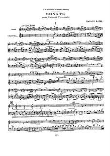 Sonata for Violin and Cello, M.73: Partitura completa by Maurice Ravel