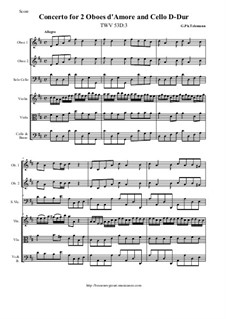 Concerto for Two Oboes d'Amore and Cello in D Major, TWV 53:D3: Concerto for Two Oboes d'Amore and Cello in D Major by Georg Philipp Telemann