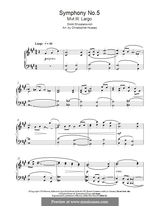 Symphony No.5: Movimento III. Versão para piano by Dmitri Shostakovich