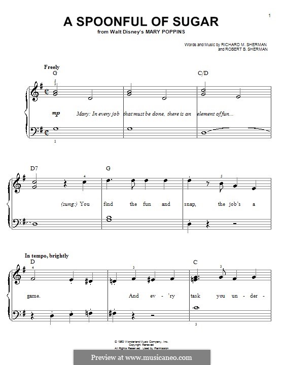 A Spoonful of Sugar (from Mary Poppins): Para Piano by Richard M. Sherman, Robert B. Sherman