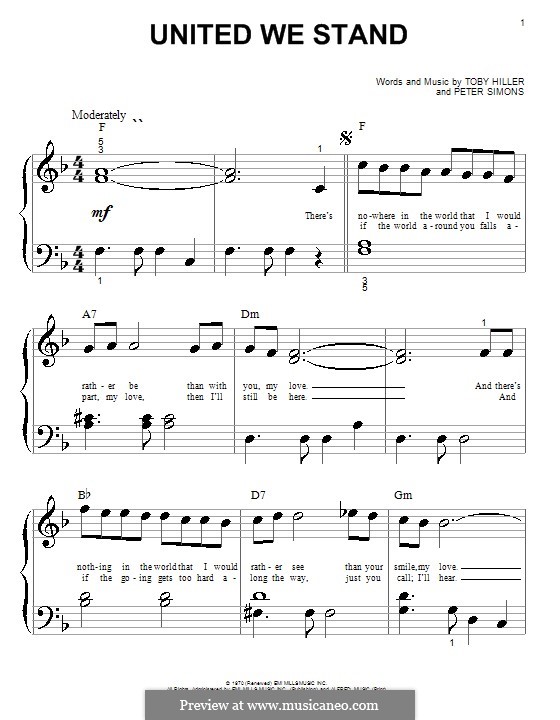 United We Stand (Brotherhood of Man): Para Piano by John Goodison