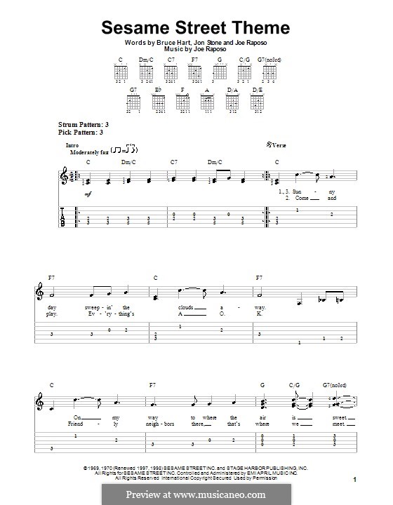 Sesame Street Theme: Para guitarra com guia by Joe Raposo