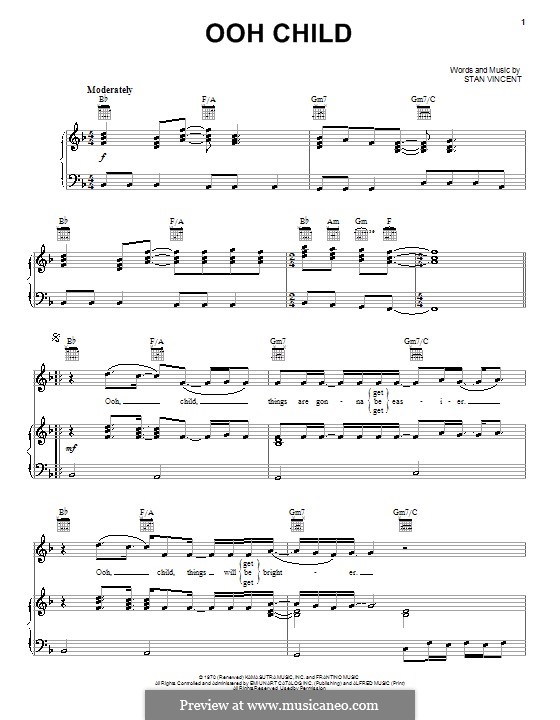 Ooh Child: Para vocais e piano (ou Guitarra) by Stan Vincent