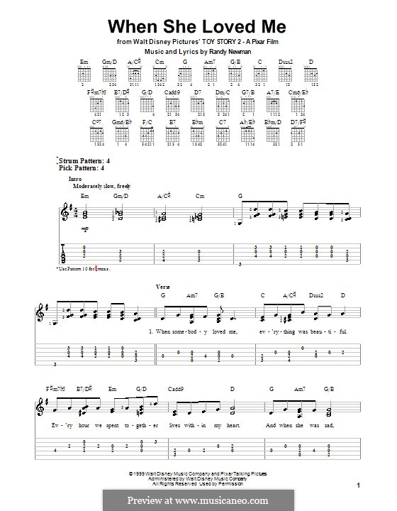 When She Loved Me (from Toy Story 2): Para guitarra com guia by Randy Newman
