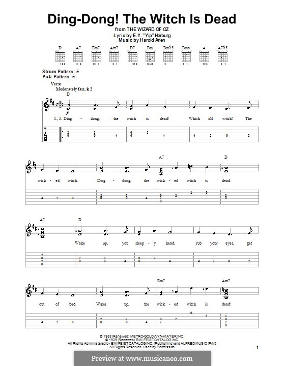 Ding-dong! The Witch Is Dead (from The Wizard of Oz): Para guitarra com guia by Harold Arlen