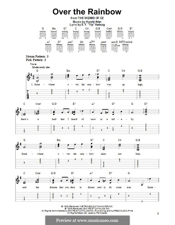 Over the Rainbow (from The Wizard of Oz): Para guitarra com guia by Harold Arlen